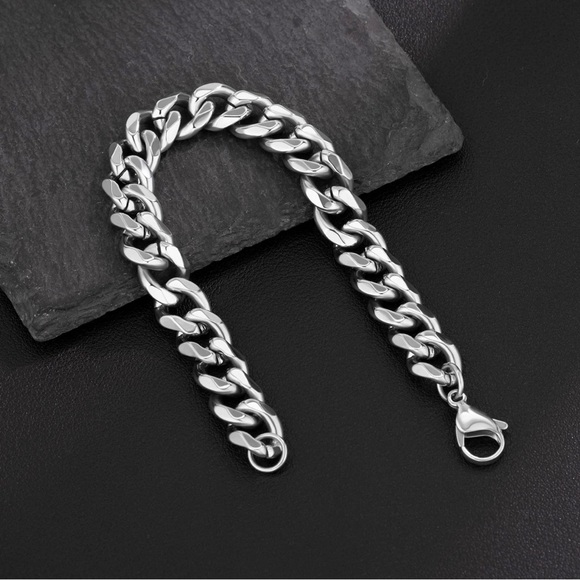 ✨Oliver 18K White Gold Curb Cuban Chain 10mm Bracelet 7.5” - Picture 4 of 9